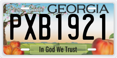 GA license plate PXB1921