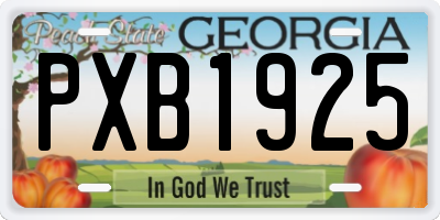 GA license plate PXB1925