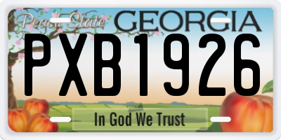 GA license plate PXB1926