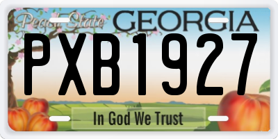 GA license plate PXB1927