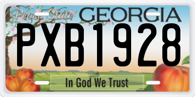 GA license plate PXB1928