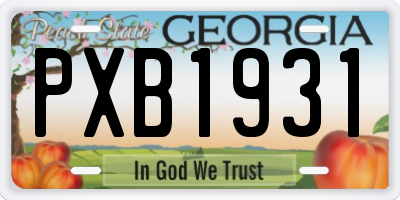 GA license plate PXB1931