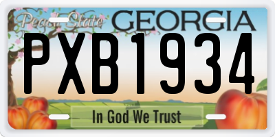 GA license plate PXB1934