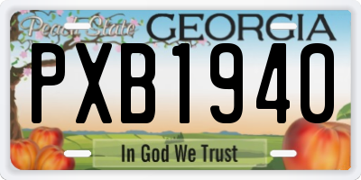 GA license plate PXB1940
