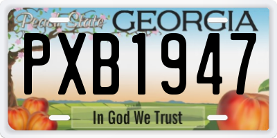 GA license plate PXB1947
