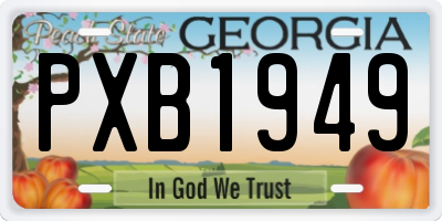 GA license plate PXB1949