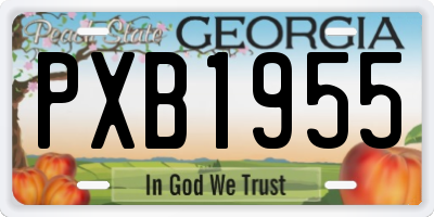 GA license plate PXB1955