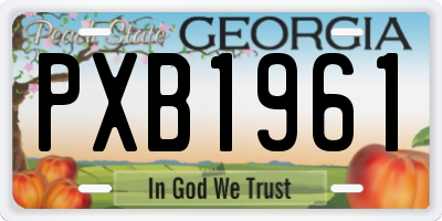 GA license plate PXB1961