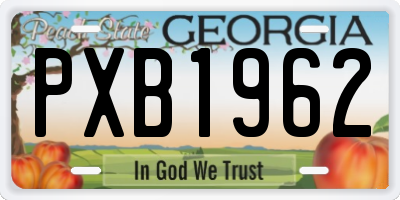 GA license plate PXB1962