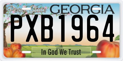 GA license plate PXB1964