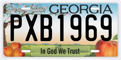 GA license plate PXB1969