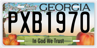 GA license plate PXB1970