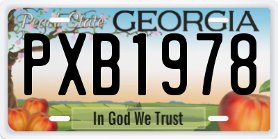 GA license plate PXB1978
