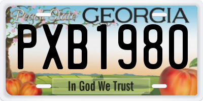GA license plate PXB1980