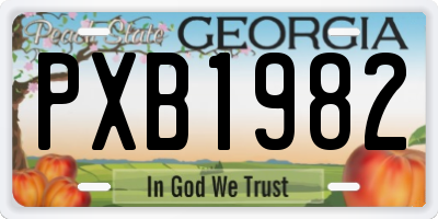 GA license plate PXB1982
