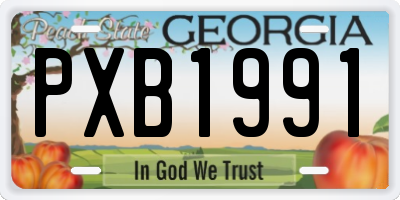 GA license plate PXB1991