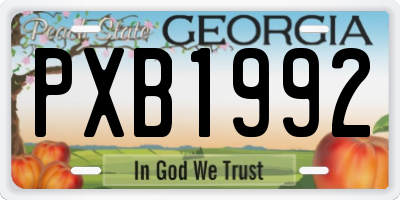 GA license plate PXB1992