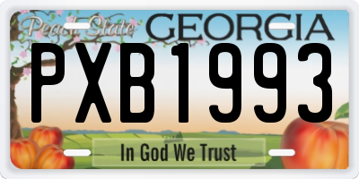 GA license plate PXB1993