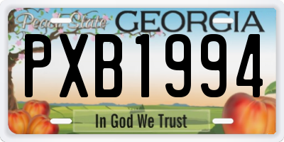 GA license plate PXB1994
