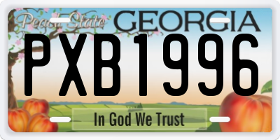 GA license plate PXB1996
