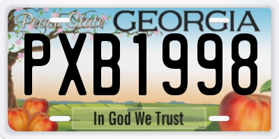 GA license plate PXB1998