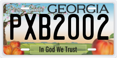 GA license plate PXB2002