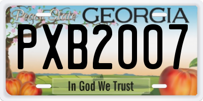 GA license plate PXB2007