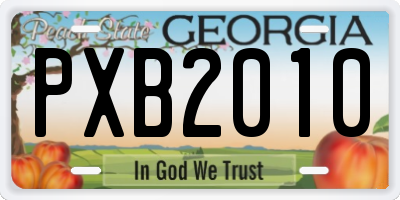 GA license plate PXB2010