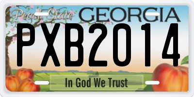 GA license plate PXB2014