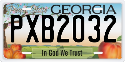 GA license plate PXB2032