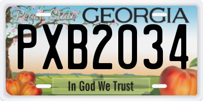 GA license plate PXB2034