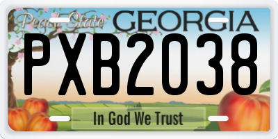 GA license plate PXB2038