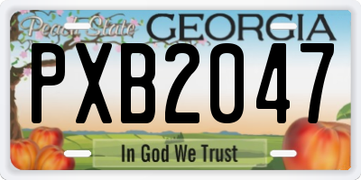 GA license plate PXB2047