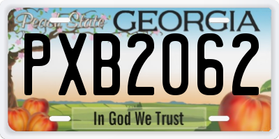 GA license plate PXB2062