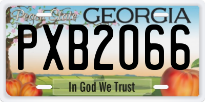 GA license plate PXB2066