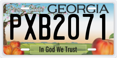GA license plate PXB2071