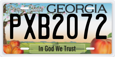 GA license plate PXB2072