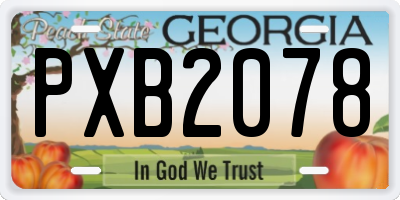 GA license plate PXB2078