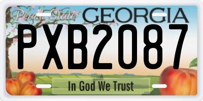 GA license plate PXB2087