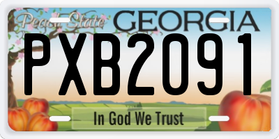 GA license plate PXB2091