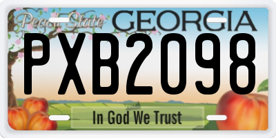 GA license plate PXB2098