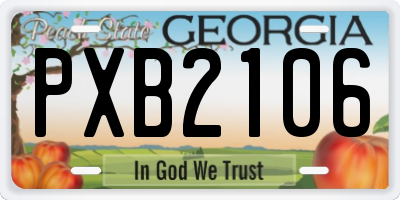GA license plate PXB2106