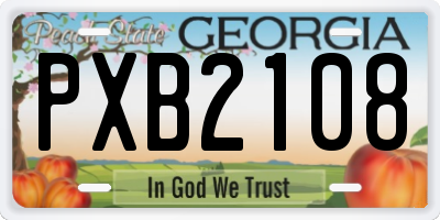 GA license plate PXB2108