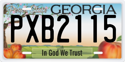 GA license plate PXB2115