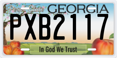 GA license plate PXB2117