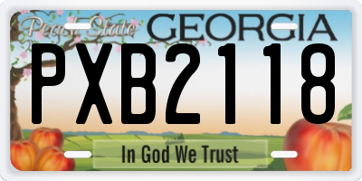GA license plate PXB2118