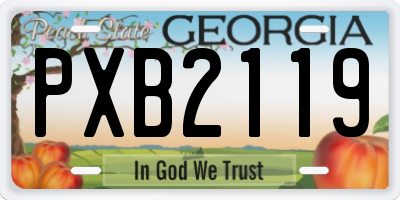 GA license plate PXB2119