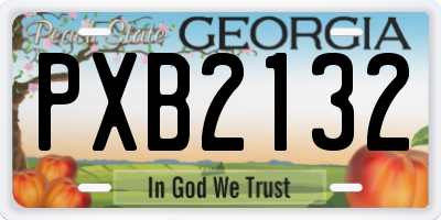 GA license plate PXB2132