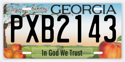 GA license plate PXB2143