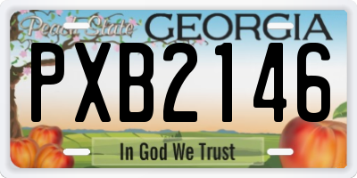 GA license plate PXB2146